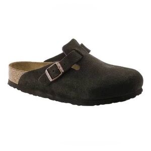 Birkenstock Betula Dark Brown Suede Clogs with Buckle